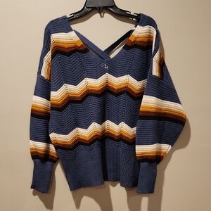 🎅Full Circle Trends V-Neck Sweater - Blue, Cream, Brown 3X